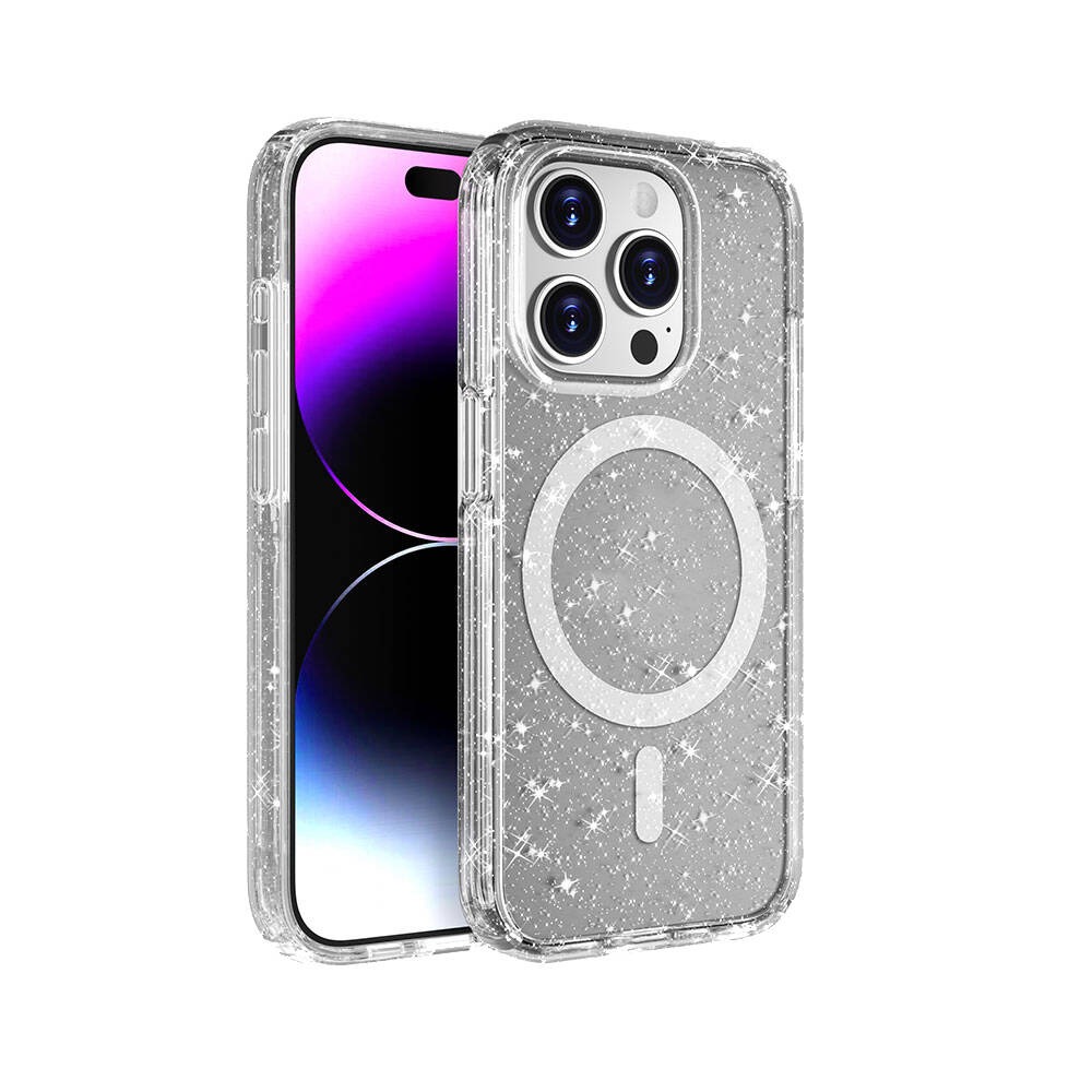 iPhone 15 Pro Kılıf M-safe Şarj Özellikli Parlayan Simli Saydam Renkli Zore Allstar Kılıf iPhone 15 Pro Kılıf M-safe Şarj Özellikli Parlayan Simli Saydam Renkli Zore Allstar Kılıf