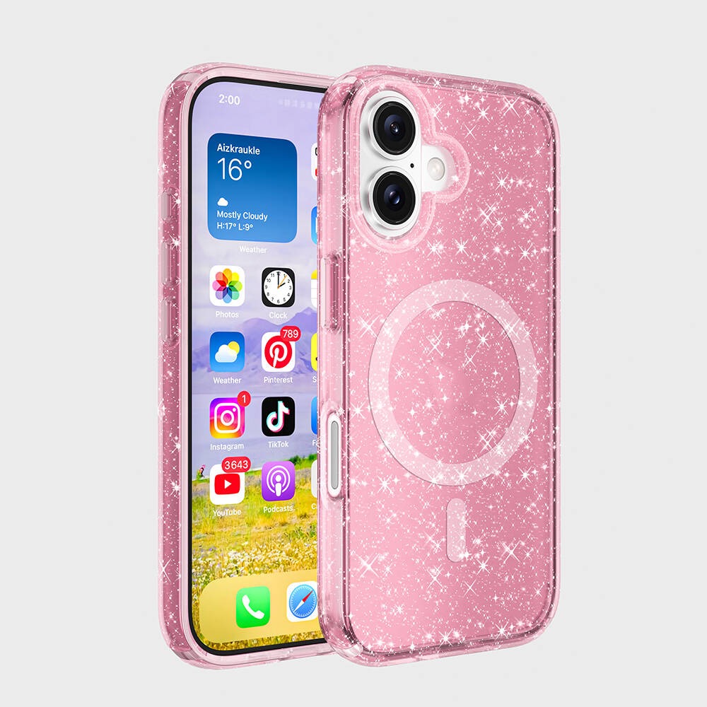 iPhone 16 Kılıf M-safe Şarj Özellikli Parlayan Simli Saydam Renkli Zore Allstar Kılıf iPhone 16 Kılıf M-safe Şarj Özellikli Parlayan Simli Saydam Renkli Zore Allstar Kılıf